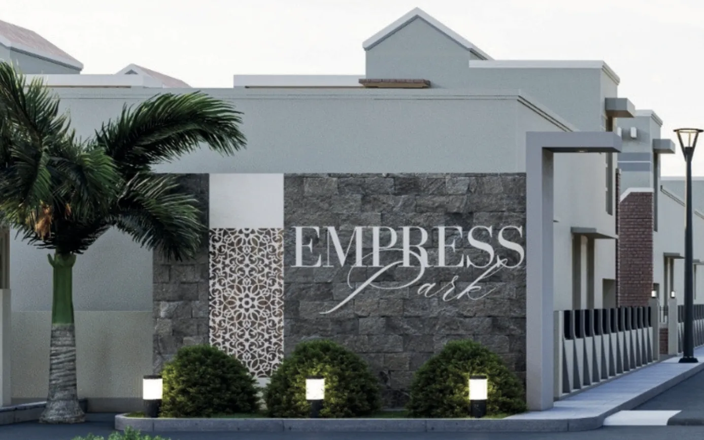 Empress Park entrance wall with the Empress Park name in stone