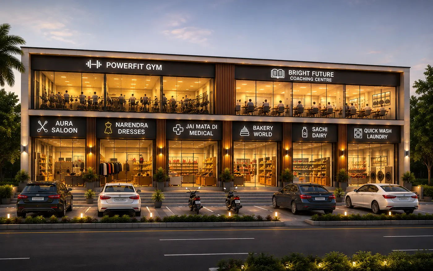Render of Empress Park Commercial shops with gym and coaching above
